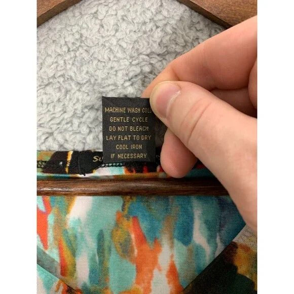 SUSAN LAWRENCE Small (S) Vibrant Multicolor Ruffle Capped Sleeve Top Blouse - Picture 4 of 8